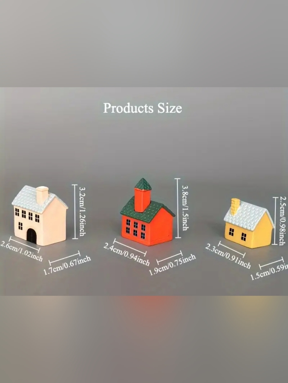 Set of 5 Miniature Hand-Painted Village Houses - Tiny Home Decor Accents